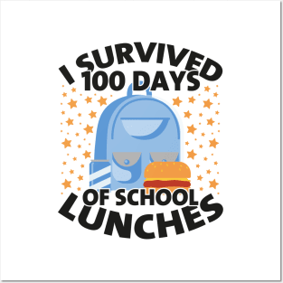 Funny 100 Days of School Lunch Lady, I Survived 100 Days of School Lunches Posters and Art